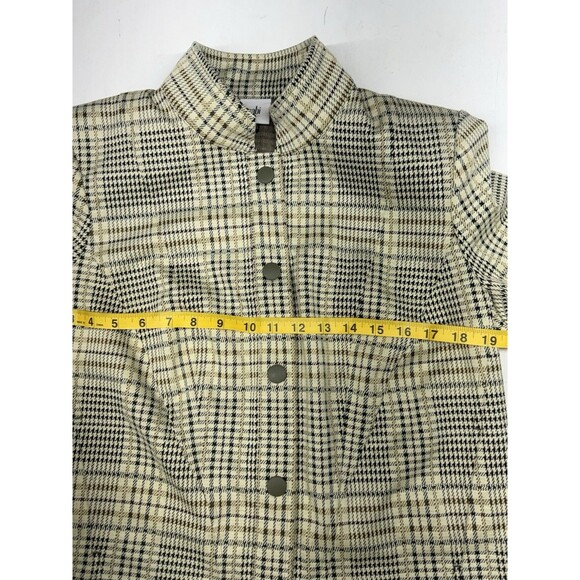 Cabi Skirt Suit Twill Check Plaid Beige Tan Jacket Size M Skirt Size 8 Corporate - Picture 3 of 14